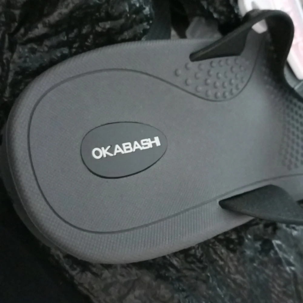 Okabashi Men’s Voyager Flip Flops Gray Black XL NEW USA Arch Support
